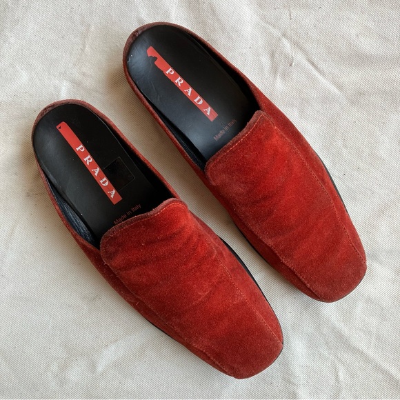 Vintage Prada Sport Red Suede Slip-Ons - Picture 2 of 5